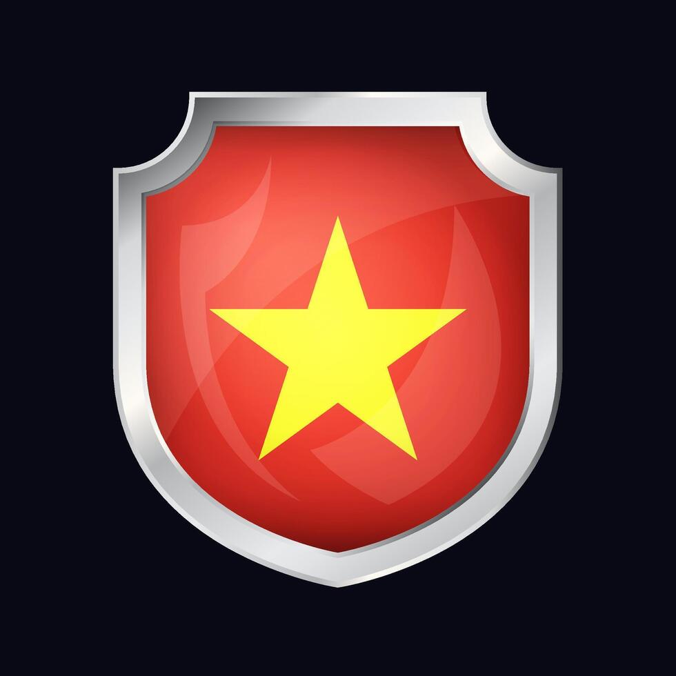 Vietnam argento scudo bandiera icona vettore