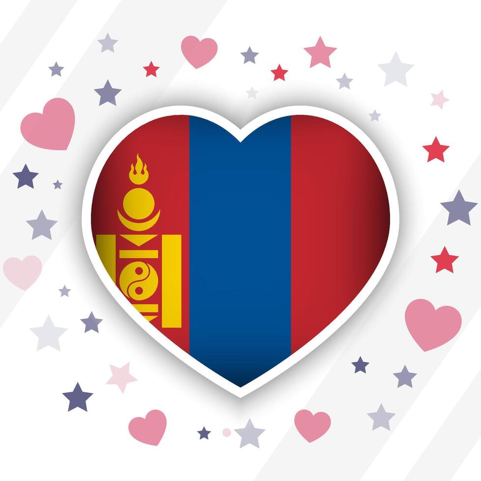 creativo Mongolia bandiera cuore icona vettore
