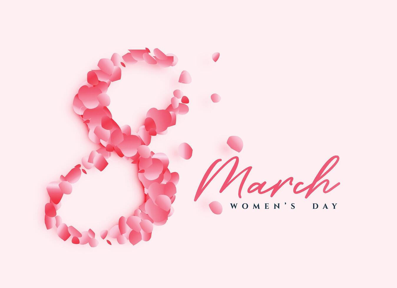 bellissimo Da donna giorno manifesto design con numero 8 scritto con rosa petali vettore