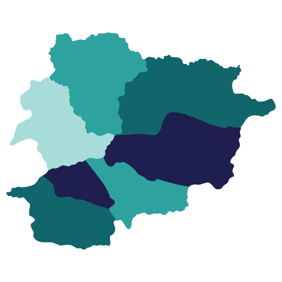 andorra carta geografica. carta geografica di andorra nel amministrativo province nel multicolore vettore