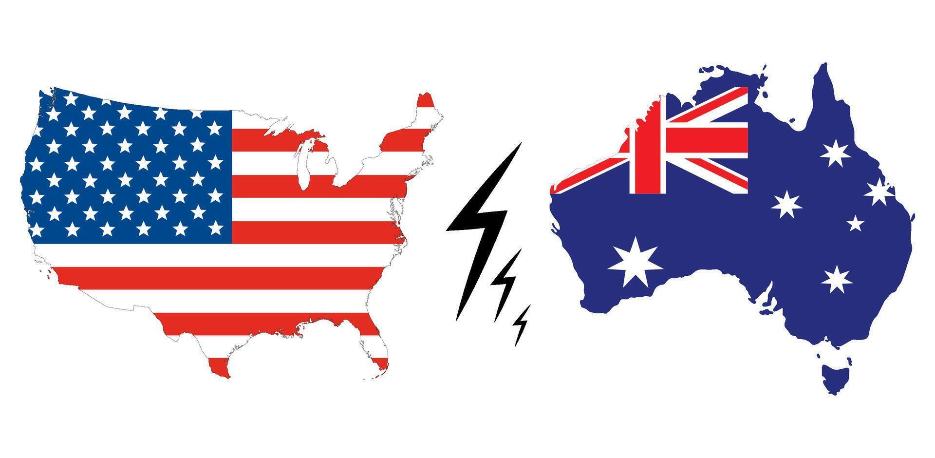 Stati Uniti d'America vs Australia. carta geografica di unito stati di America e Australia vettore