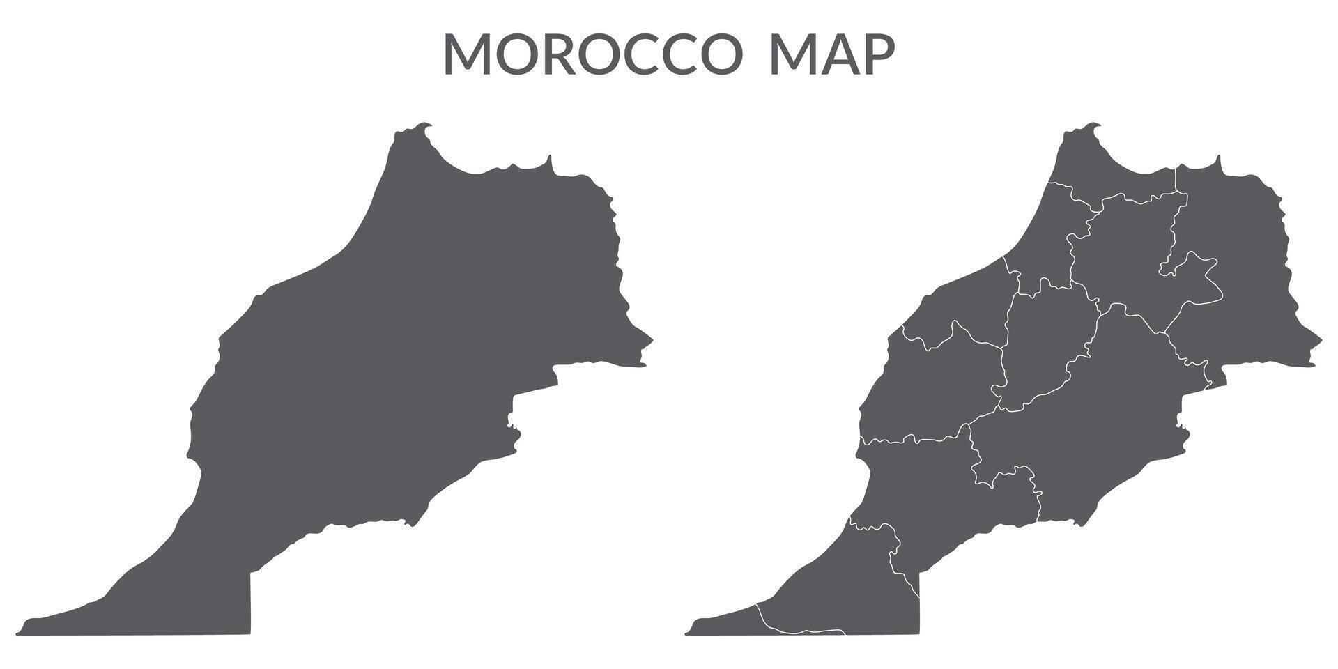 Marocco carta geografica. carta geografica di Marocco nel grigio impostato vettore