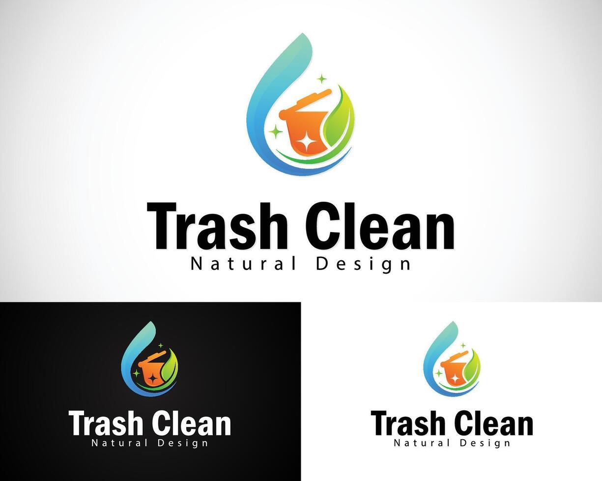 spazzatura pulisce logo creativo design concetto biologico acqua far cadere vettore