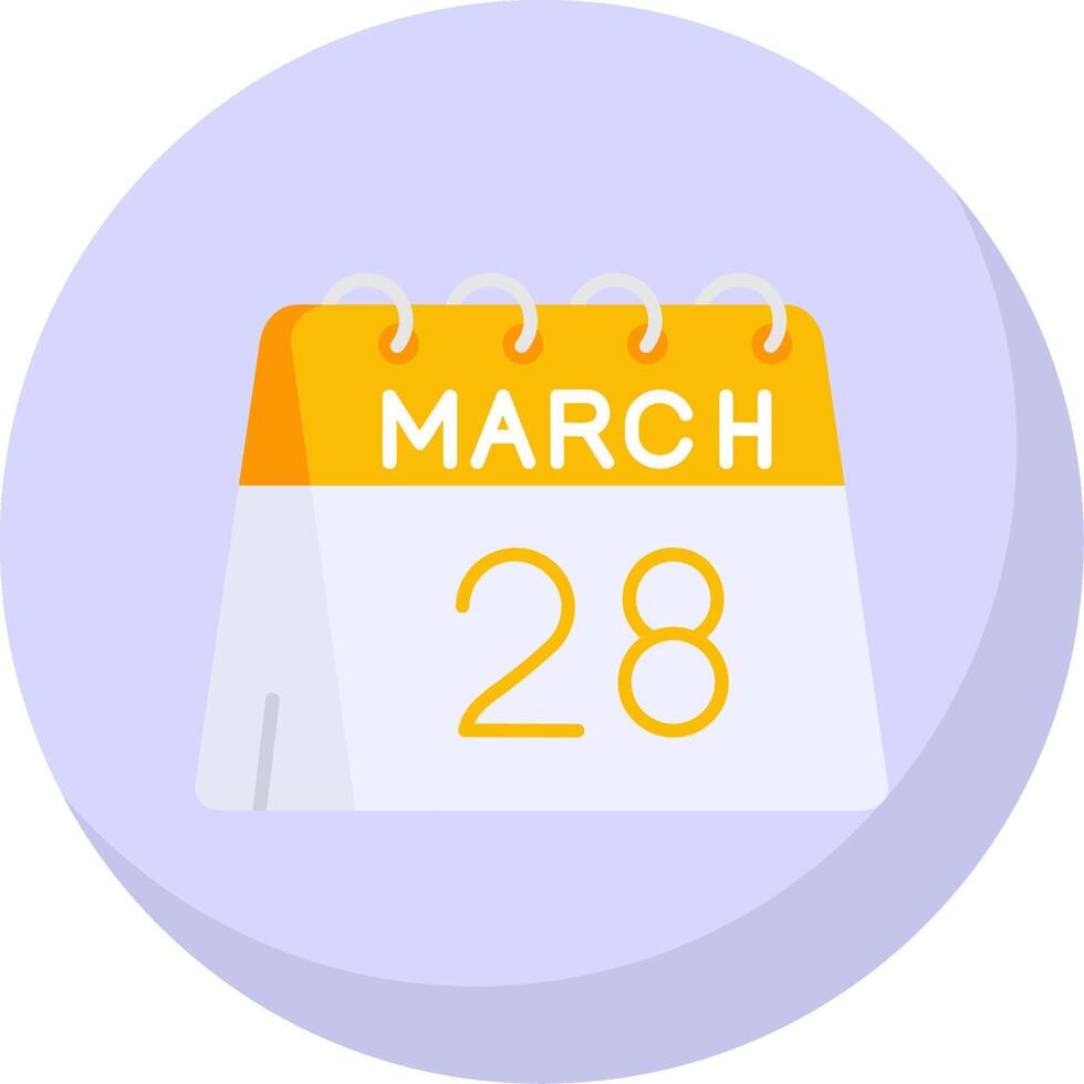 28th di marzo glifo piatto bolla icona vettore