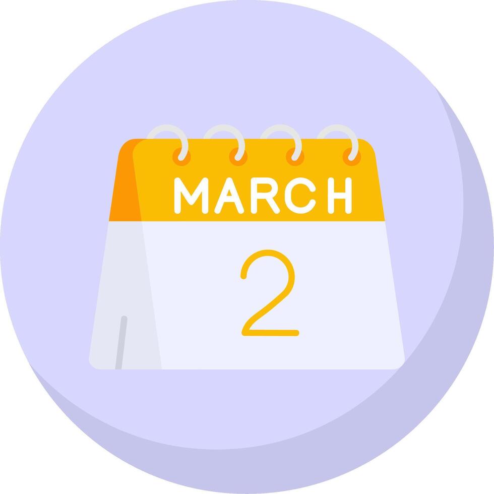 2 ° di marzo glifo piatto bolla icona vettore