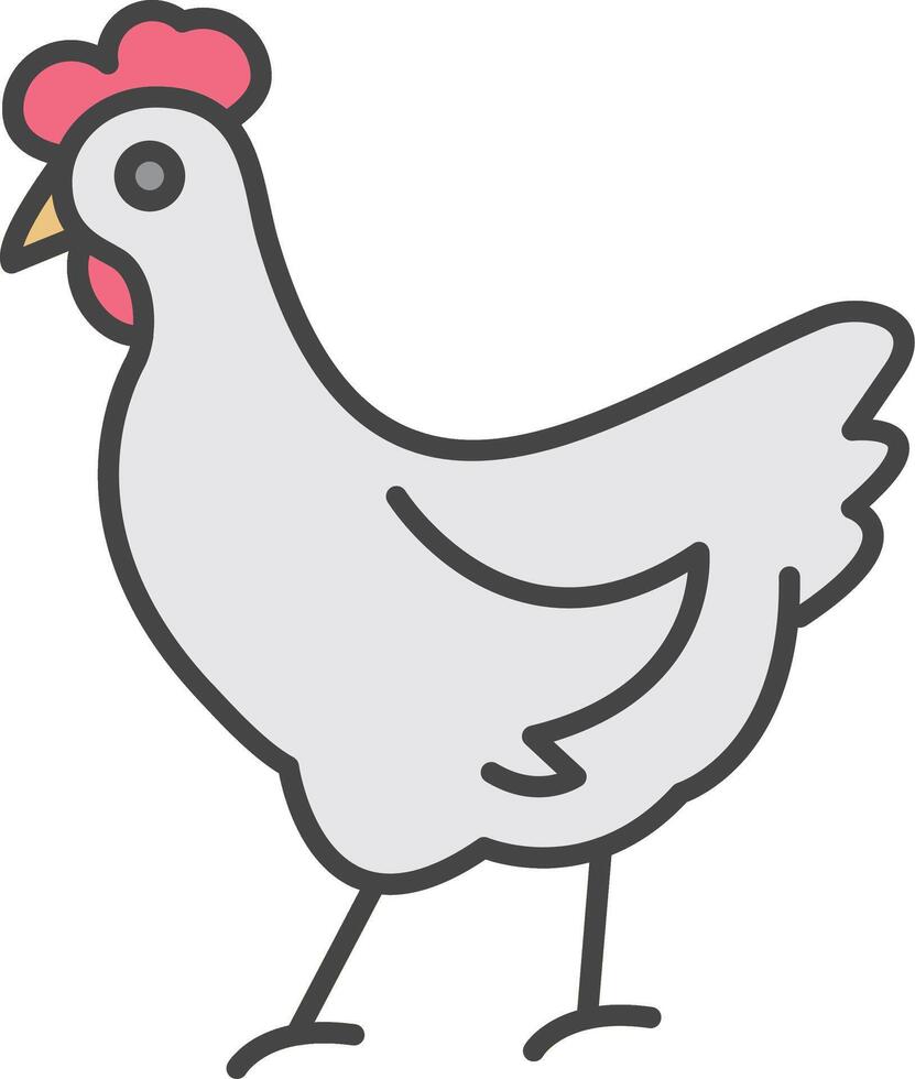 pollo linea pieno leggero icona vettore