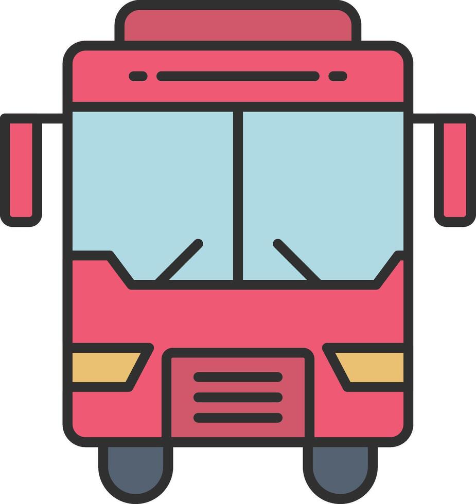 autobus linea pieno leggero icona vettore