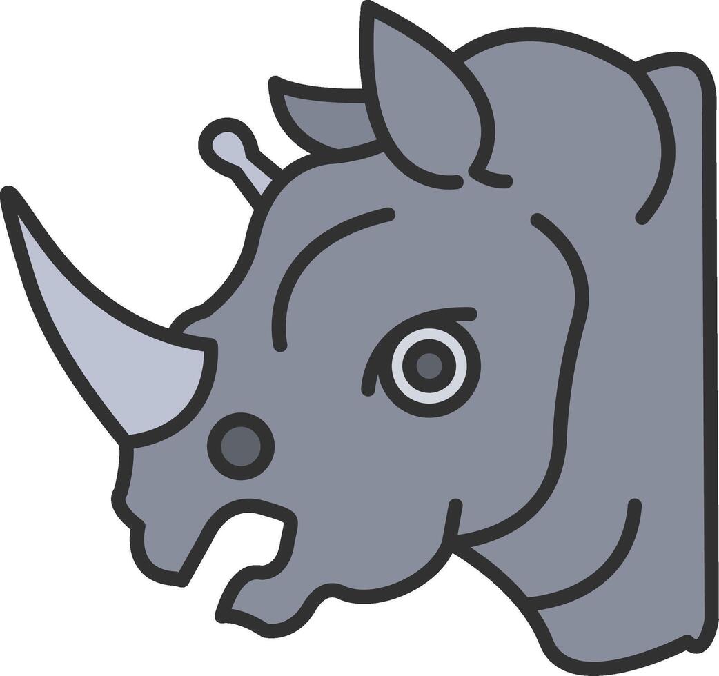 rinoceronte linea pieno leggero icona vettore
