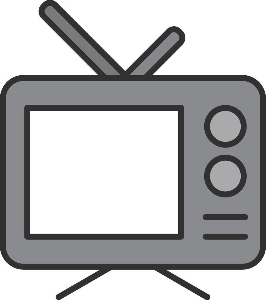 televisione linea pieno leggero icona vettore