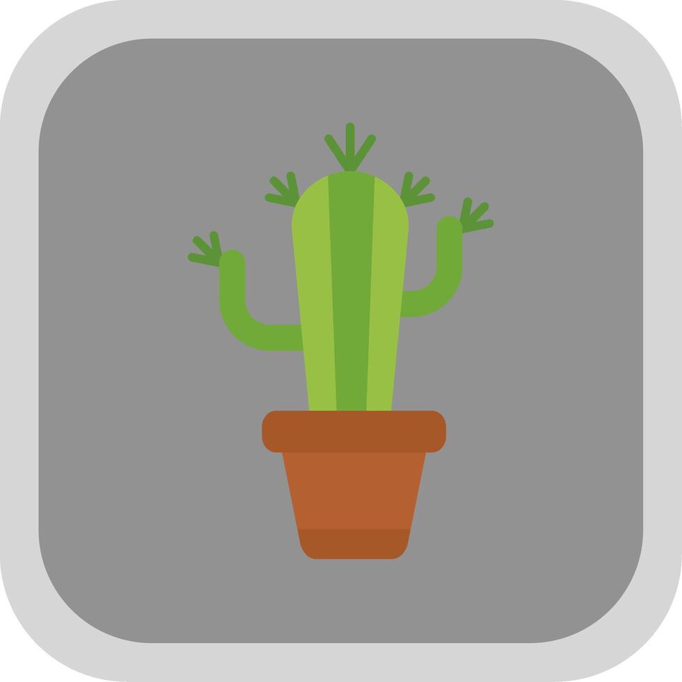 cactus piatto il giro angolo icona vettore