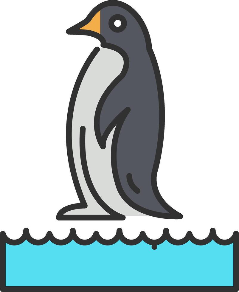 pinguino linea pieno leggero icona vettore