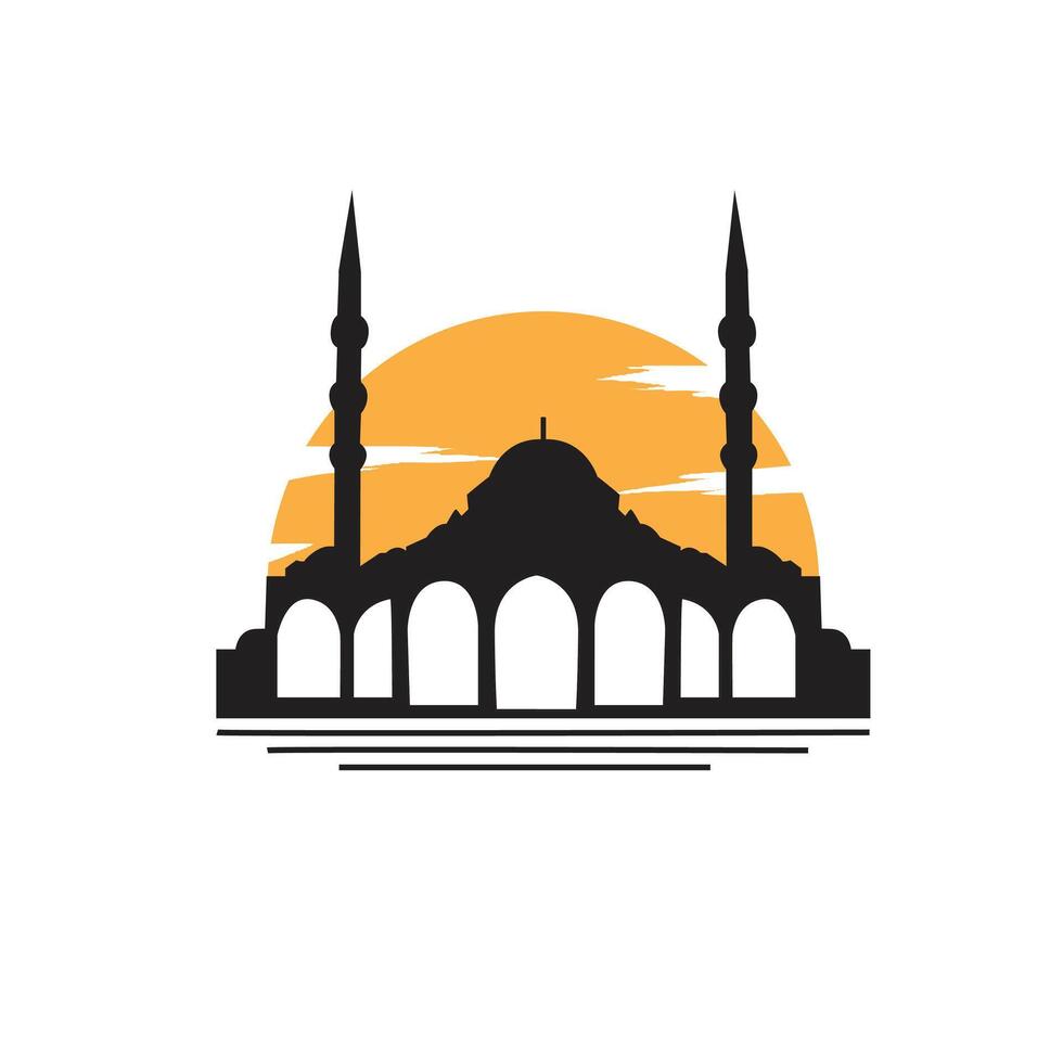 moschea logo design con islamico creativo concetto premio vettore
