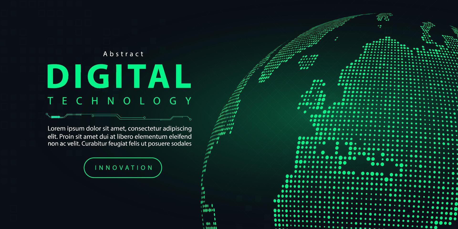 tecnologia digitale futuristico Internet Rete connessione buio nero verde sfondo, astratto informatica informazione comunicazione, ai grande dati scienza, innovazione futuro Tech linea illustrazione vettore 3d