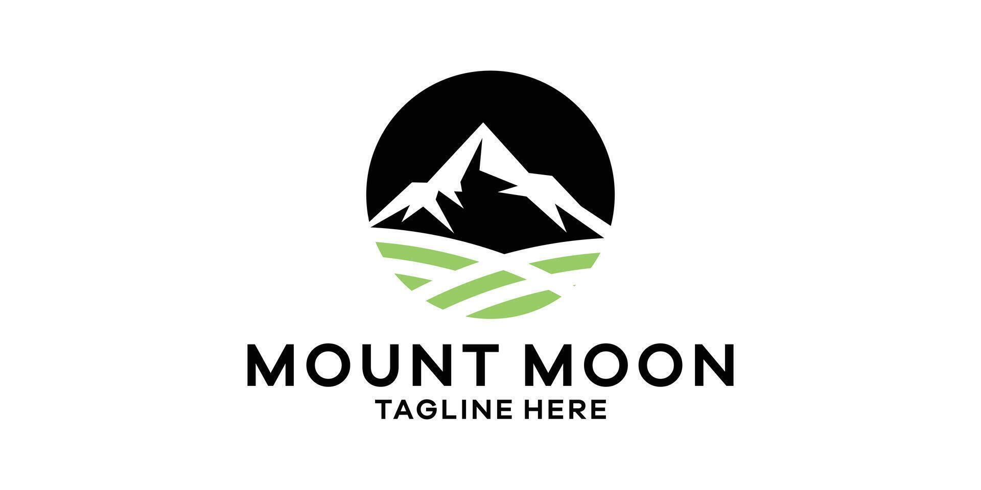 montagna e Luna logo disegno, logo design modello simbolo idea. vettore