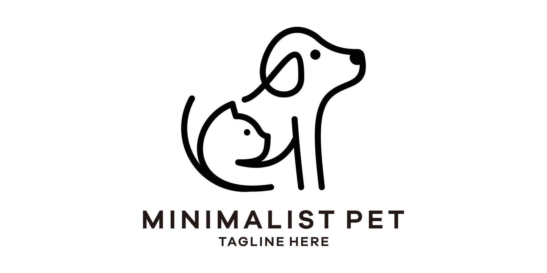 logo design per comunicazione nel il modulo di un animale animale domestico fra un' cane e un' gatto. vettore