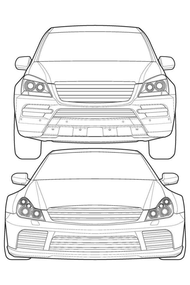 impostato di auto isolato illustrazione, vettore linea arte, trasporto vettore fascio, gli sport macchina, moderno macchina, auto concetto, linea vettore.