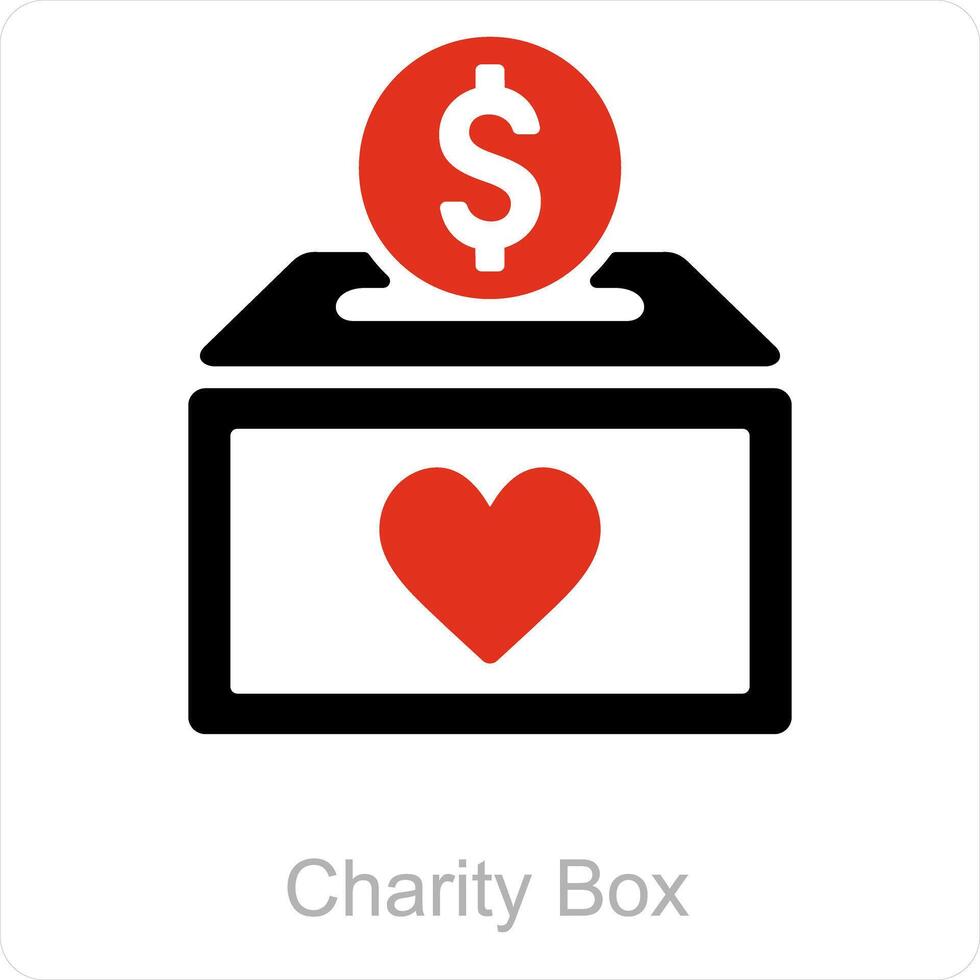 beneficenza scatola e denaro contante icona concetto vettore