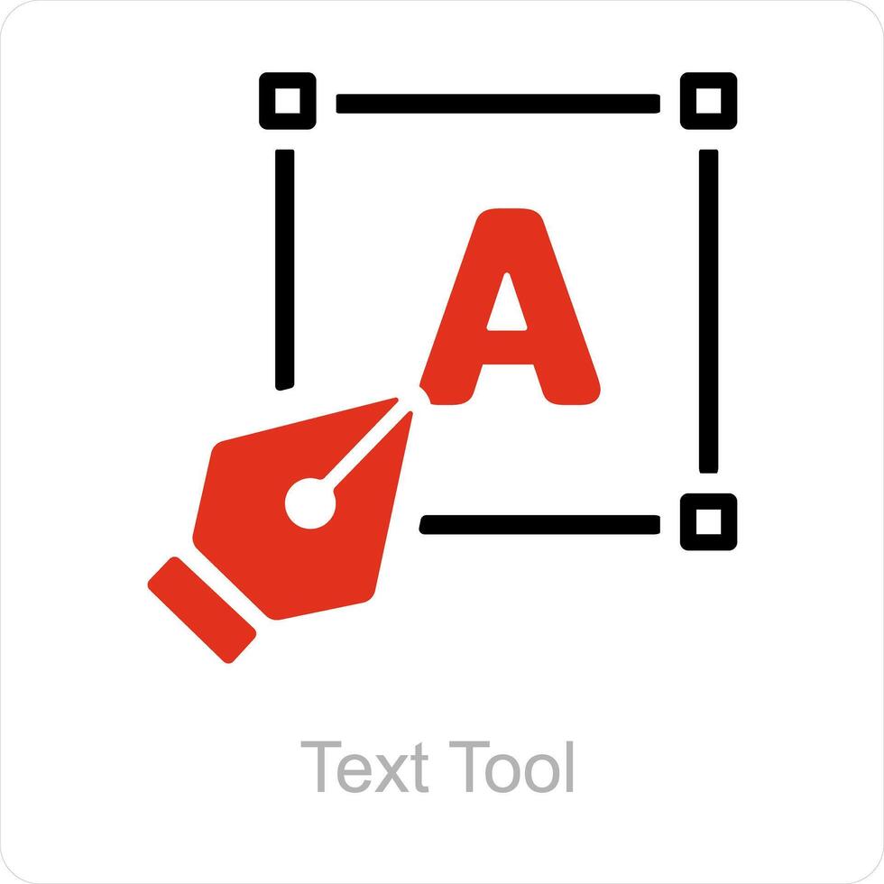 testo attrezzo e testo scatola icona concetto vettore