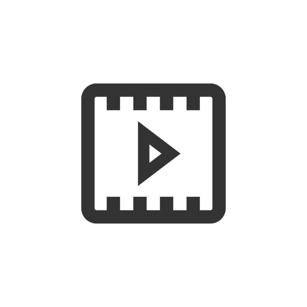 video file formato icona nel di spessore schema stile. nero e bianca monocromatico vettore illustrazione.