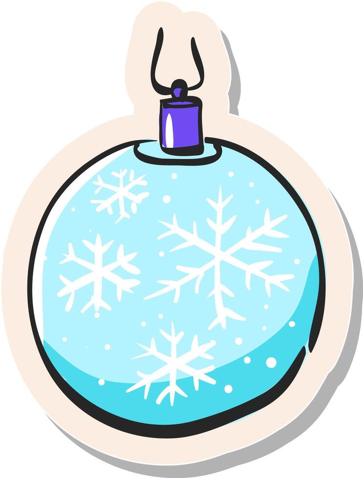 mano disegnato Natale palla icona nel etichetta stile vettore illustrazione