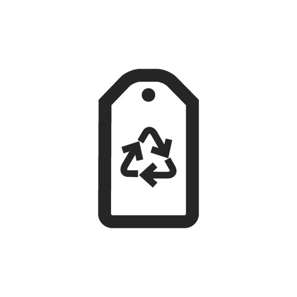 riciclare etichetta icona nel di spessore schema stile. nero e bianca monocromatico vettore illustrazione.