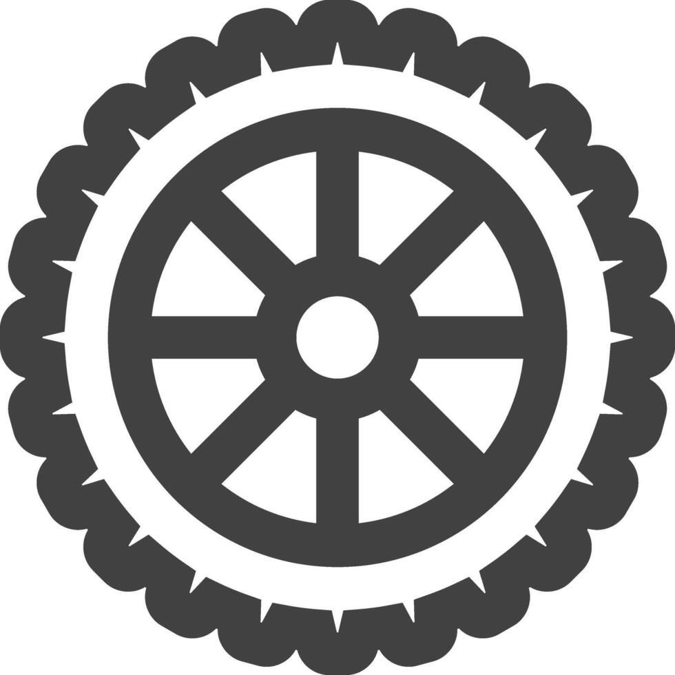 motociclo pneumatico icona nel di spessore schema stile. nero e bianca monocromatico vettore illustrazione.