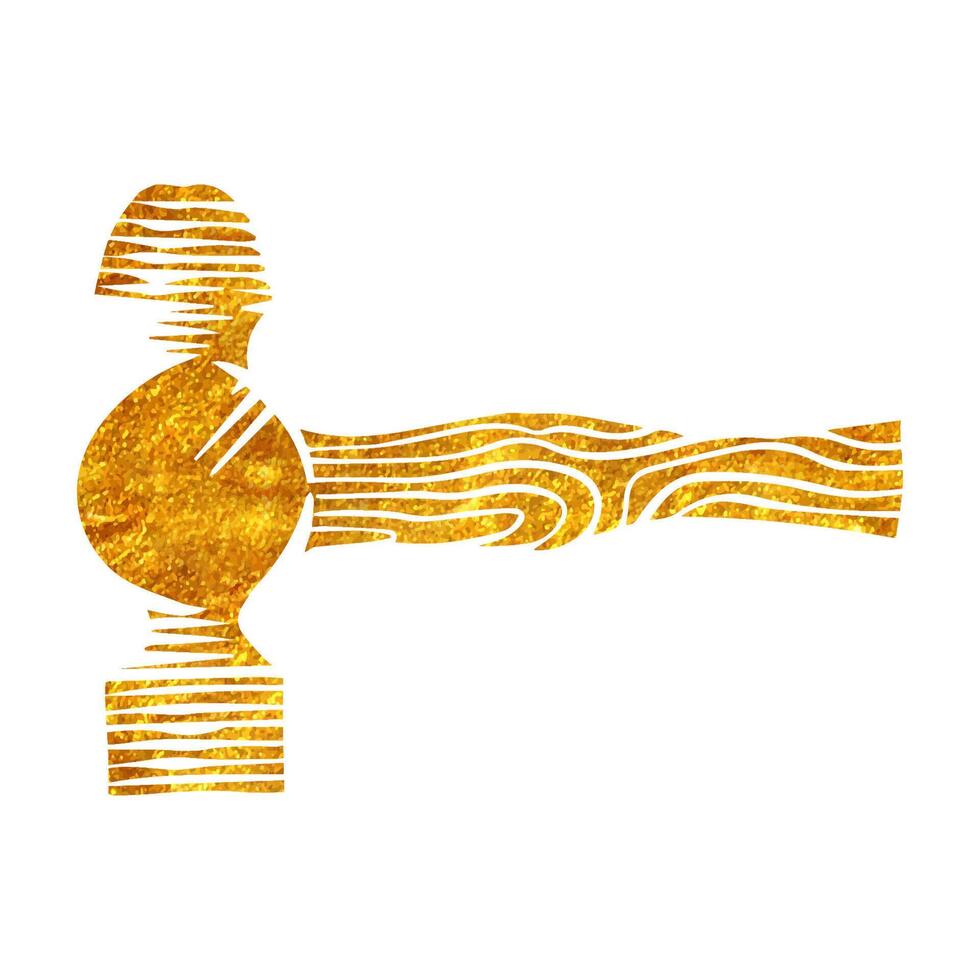 arrotondato testa martello la lavorazione del legno attrezzo nel oro Foglio struttura vettore illustrazione