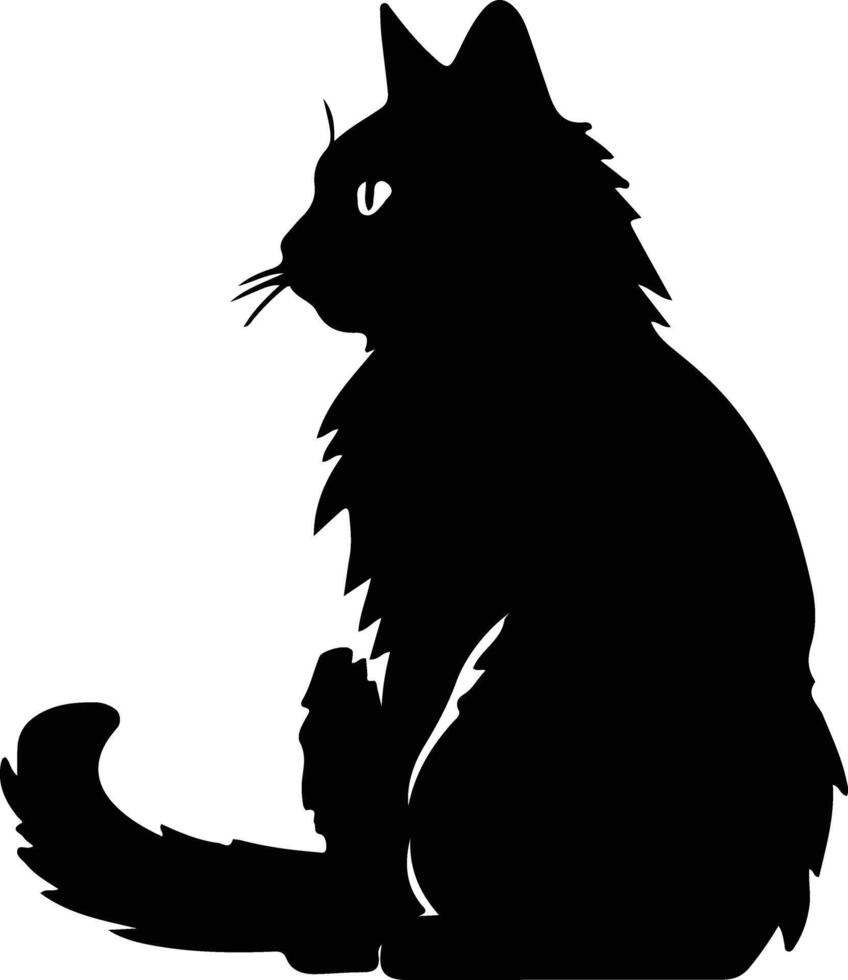 americano bobtail gatto nero silhouette vettore
