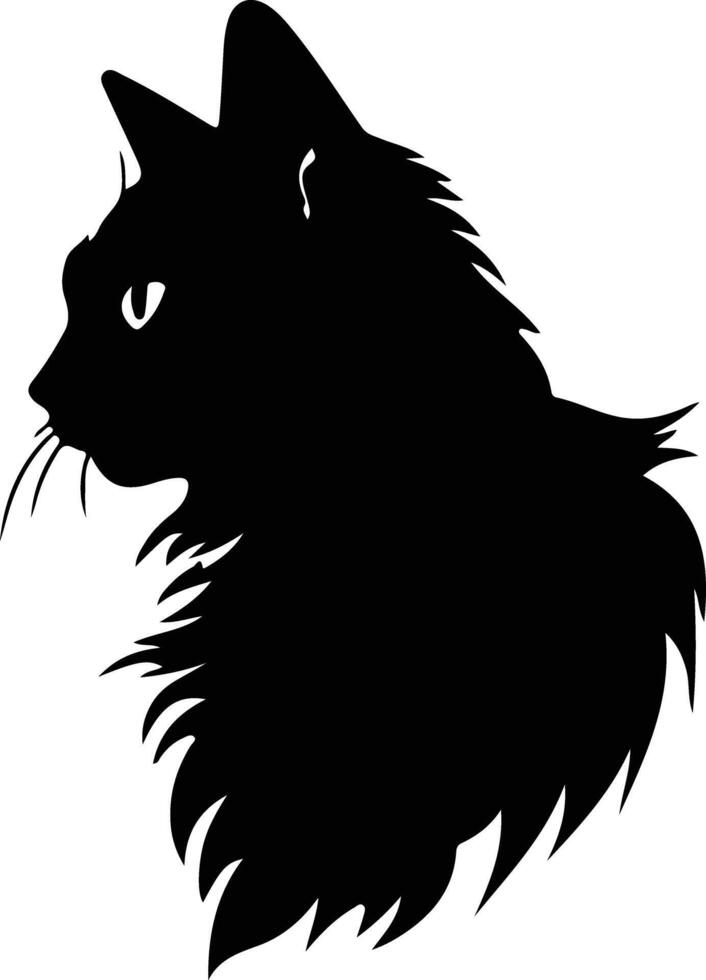 Turco angora gatto silhouette ritratto vettore