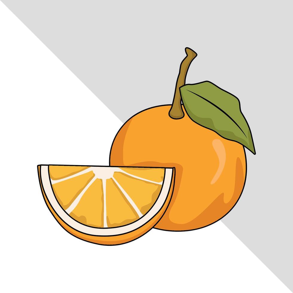 arancia frutta illustrazione 2d piatto grafico vettore