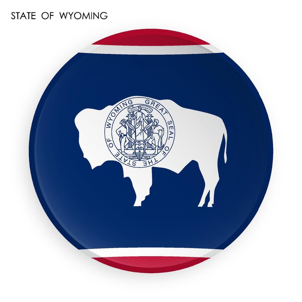 bandiera di americano stato di Wyoming icona nel moderno neomorphism stile. pulsante per mobile applicazione o ragnatela. vettore su bianca sfondo