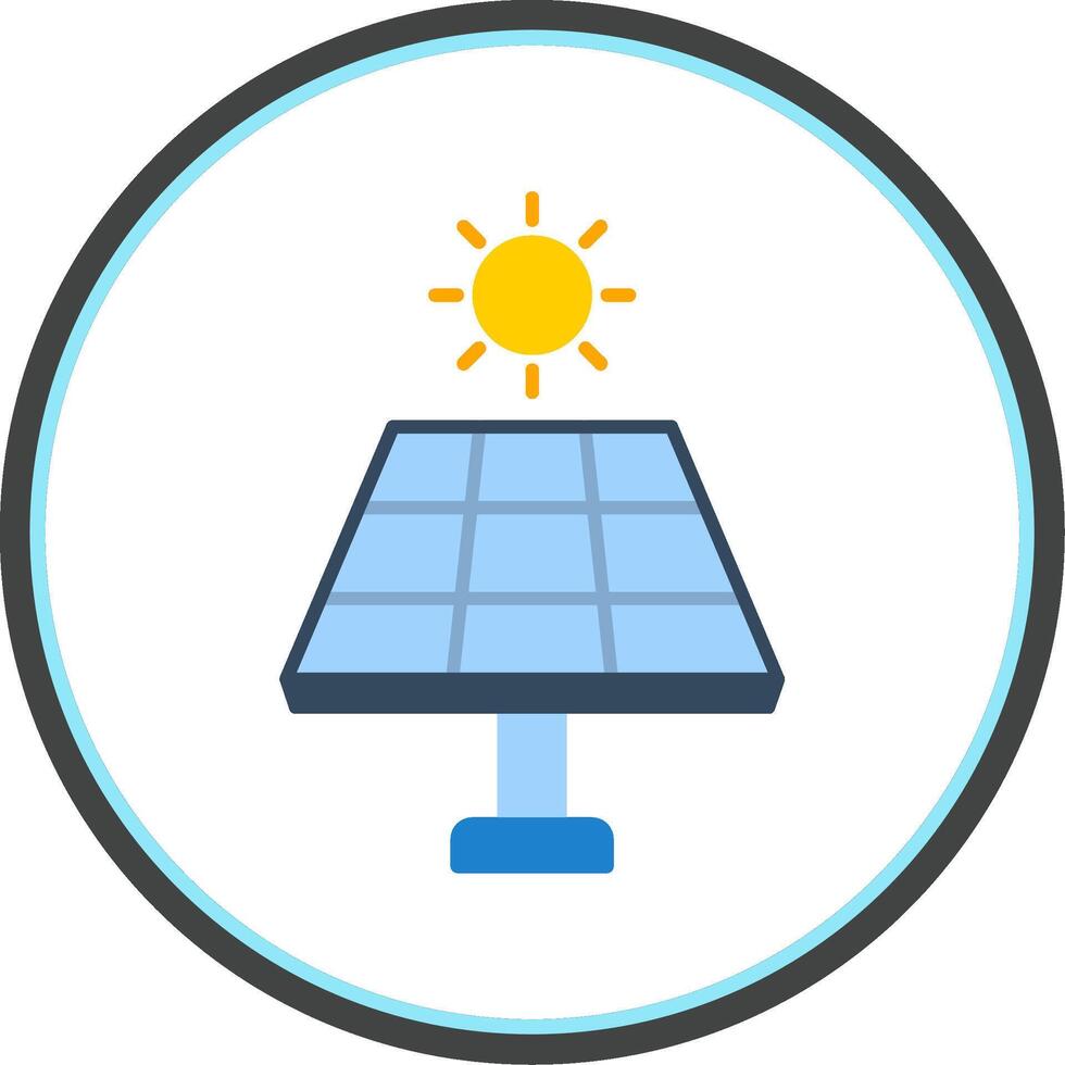 solare pannello piatto cerchio icona vettore