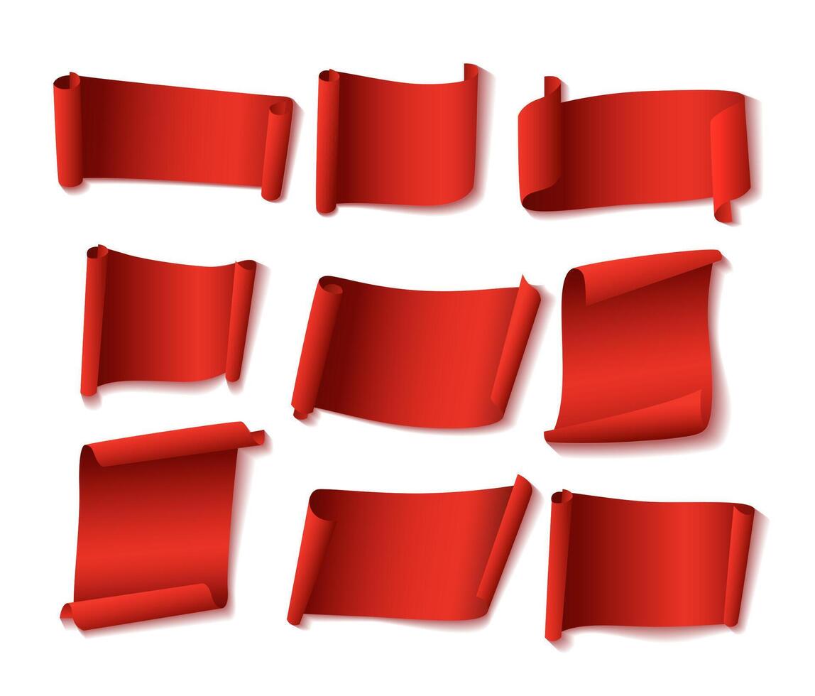 rosso carta banner impostare. adatto per vendita striscione, saluto carta, e Altro, vettore illustrazione