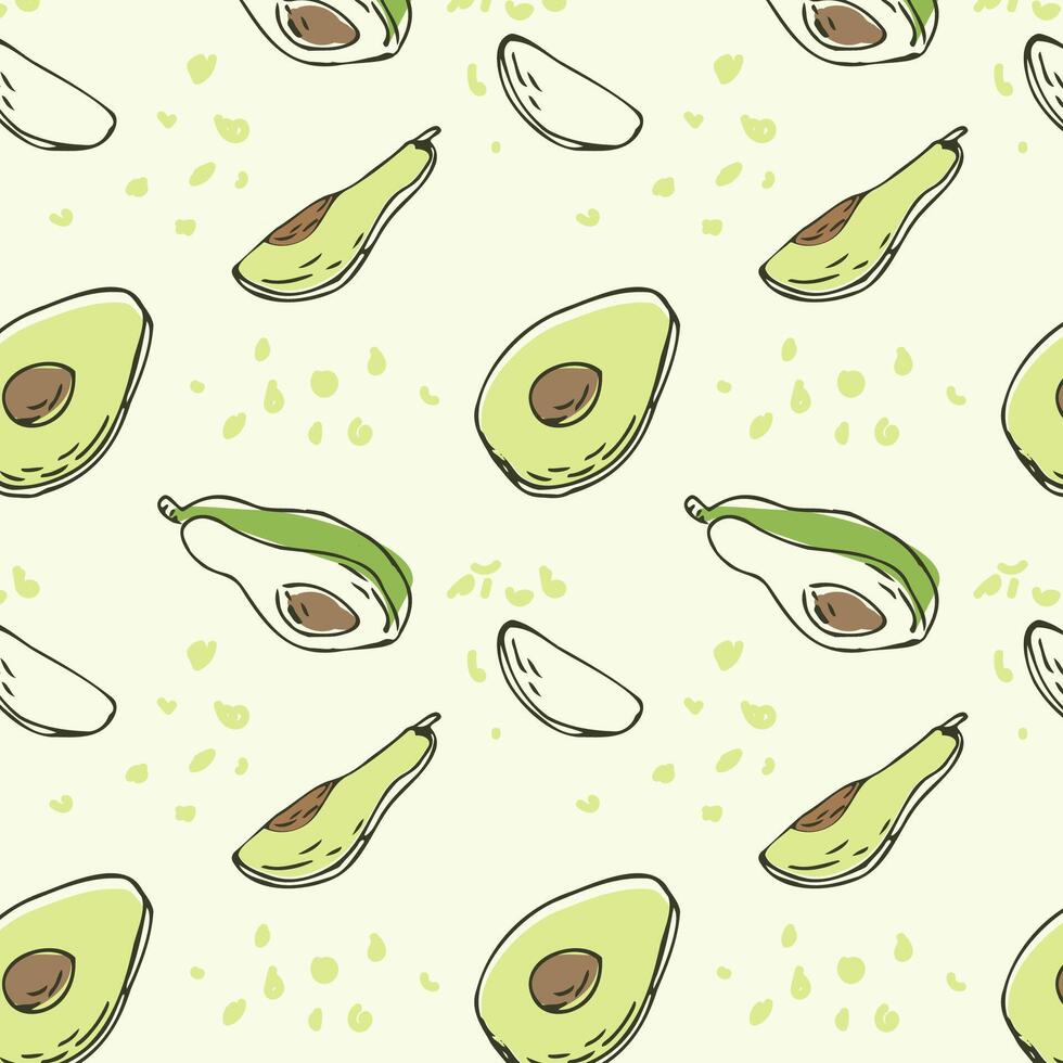 schizzo disegno di frutta, schema metà, affettato avocado e seme. vettore illustrazione può Usato per involucro carta, bandiera e copertina design.