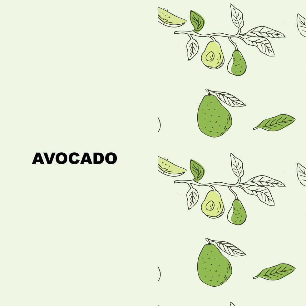 schizzo disegno sfondo bandiera di avocado, avocado metà, affettato frutta e seme. vettore illustrazione può Usato per avvolgere, carta.