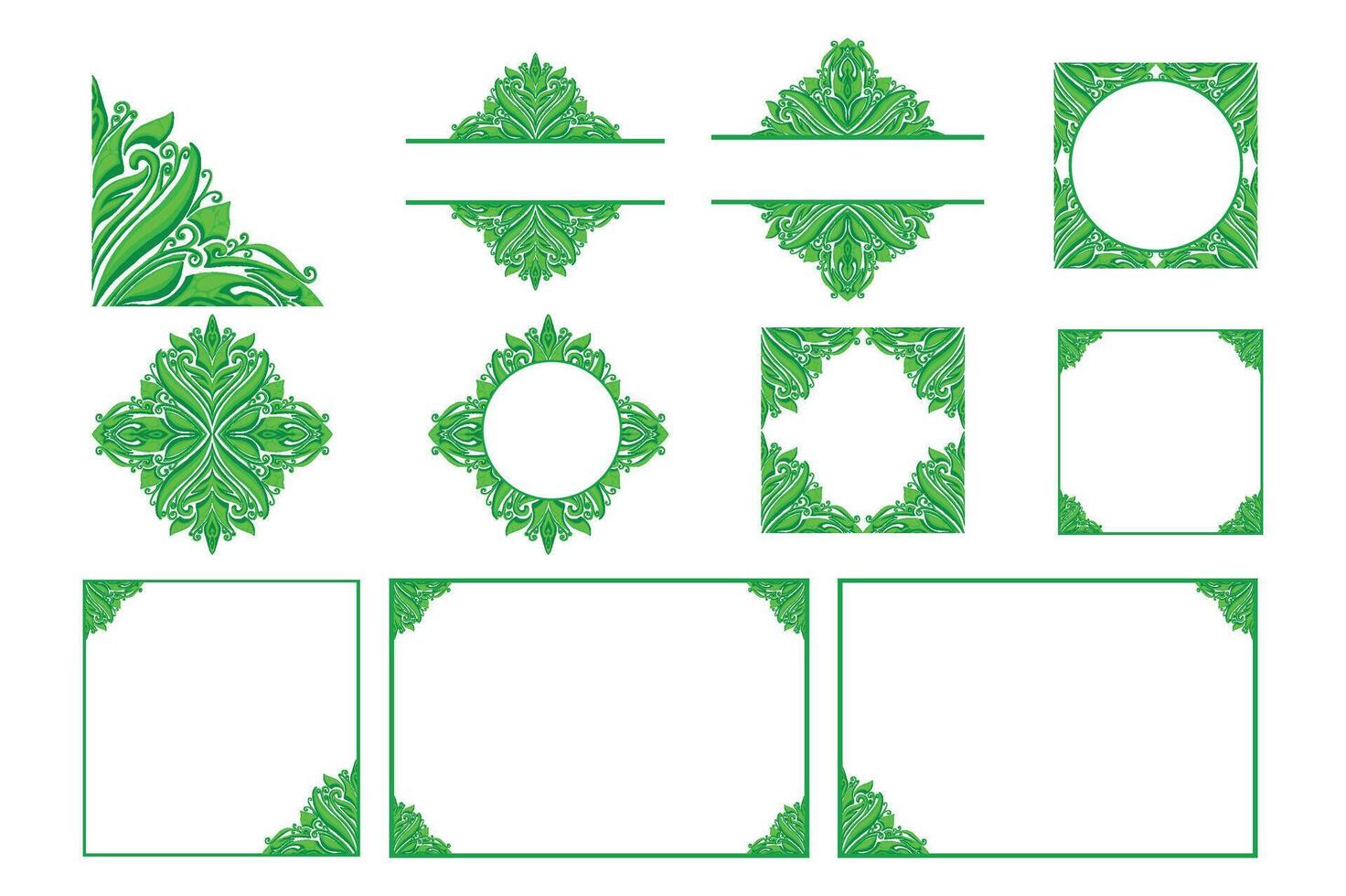 impostato di verde ornamento telaio confine vettore design per decorazione