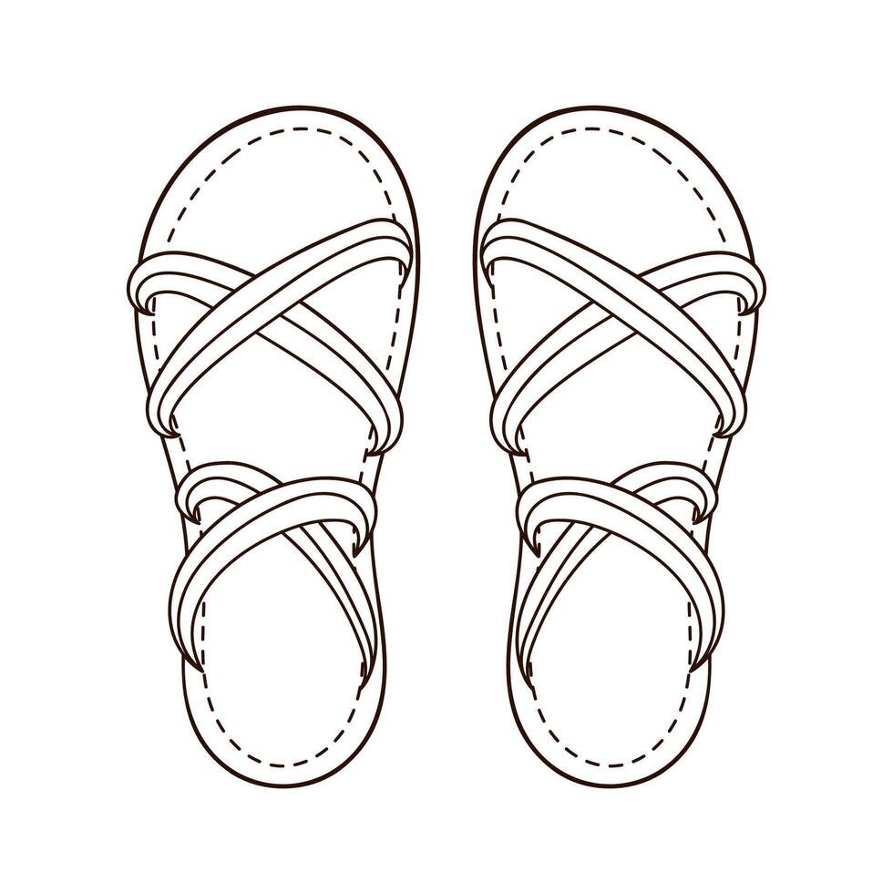 donna sandali icona nel linea arte stile. spoglio piede pinne design per scarpe negozio. vettore illustrazione isolato su un' bianca sfondo.