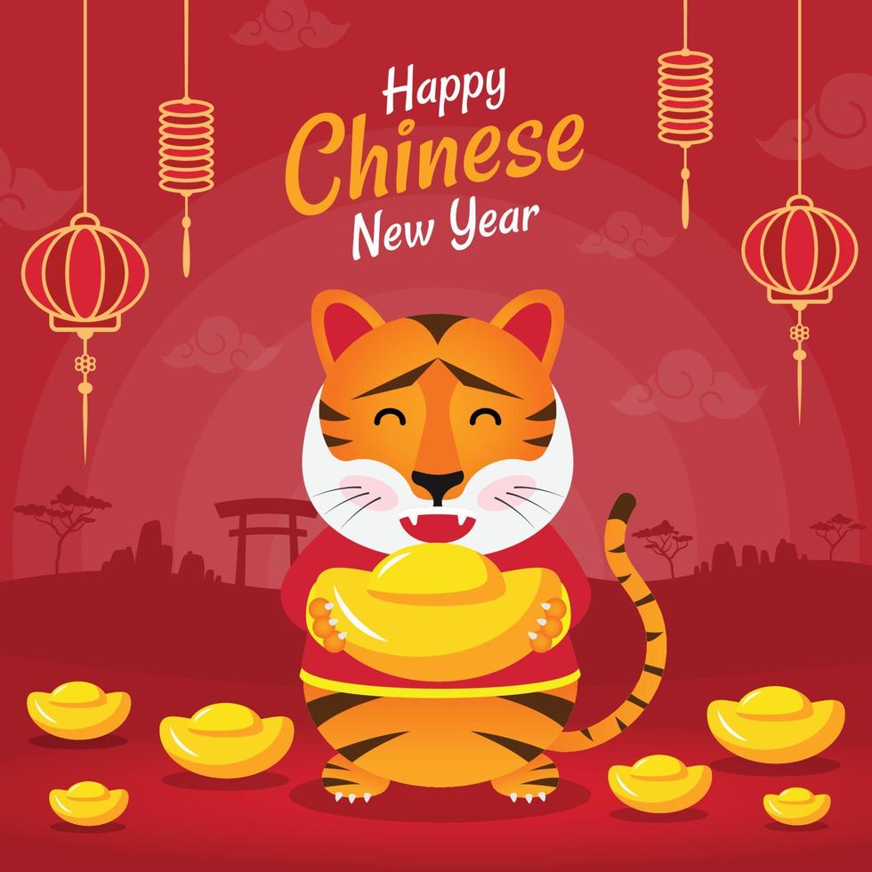 anno della tigre illustrazione del capodanno cinese vettore