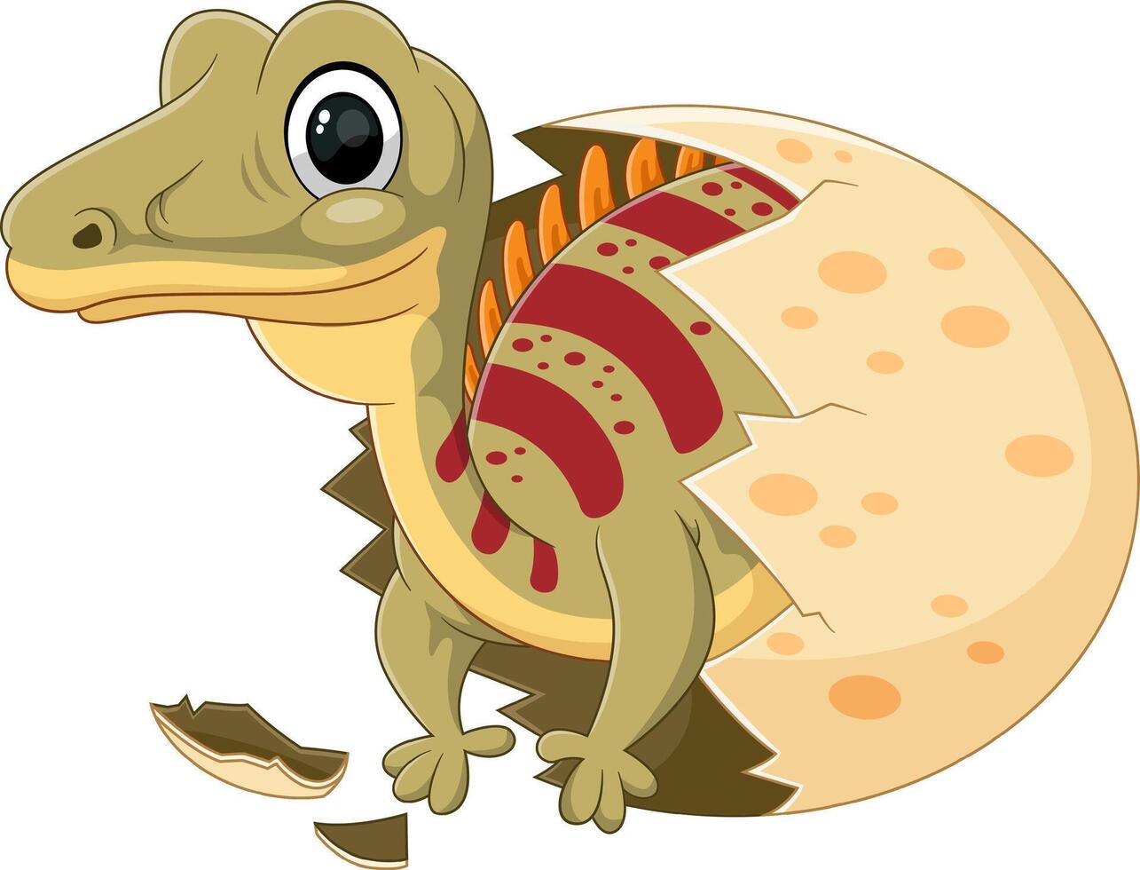 cartone animato bambino unayasaurus dinosauro tratteggio a partire dal uovo vettore