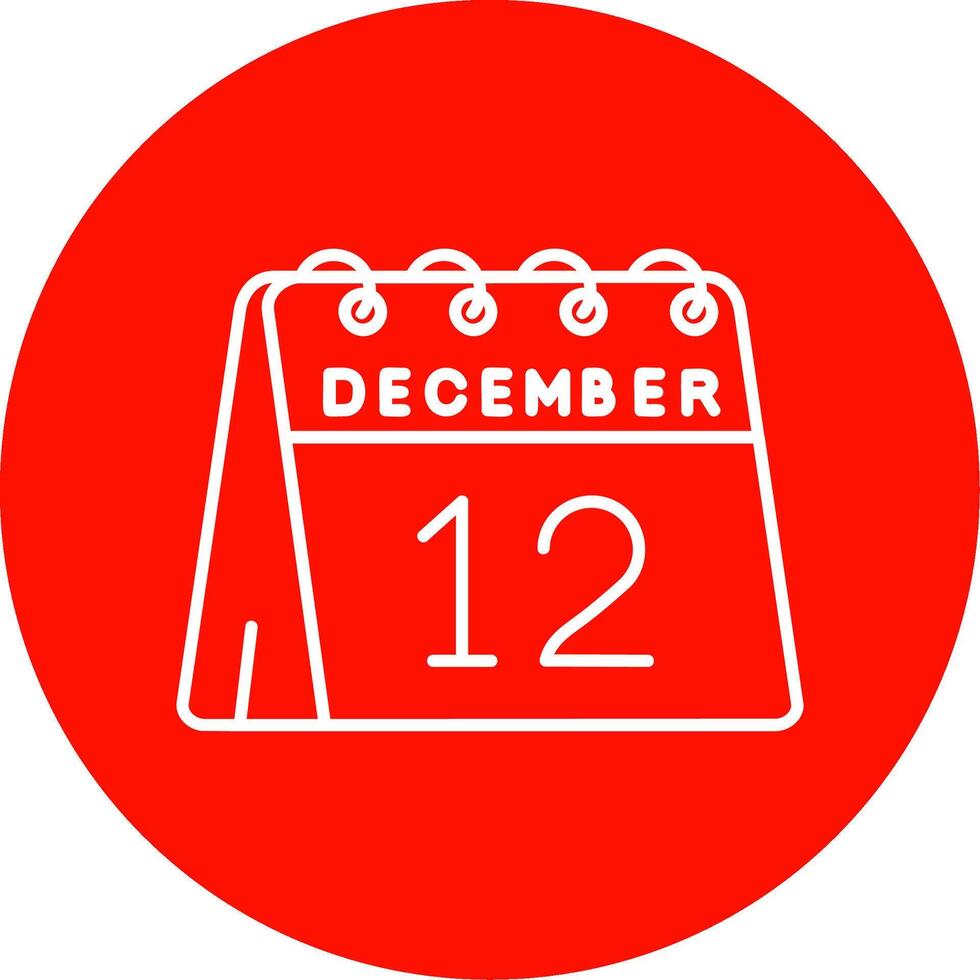 12 ° di dicembre lineare cerchio multicolore design icona vettore