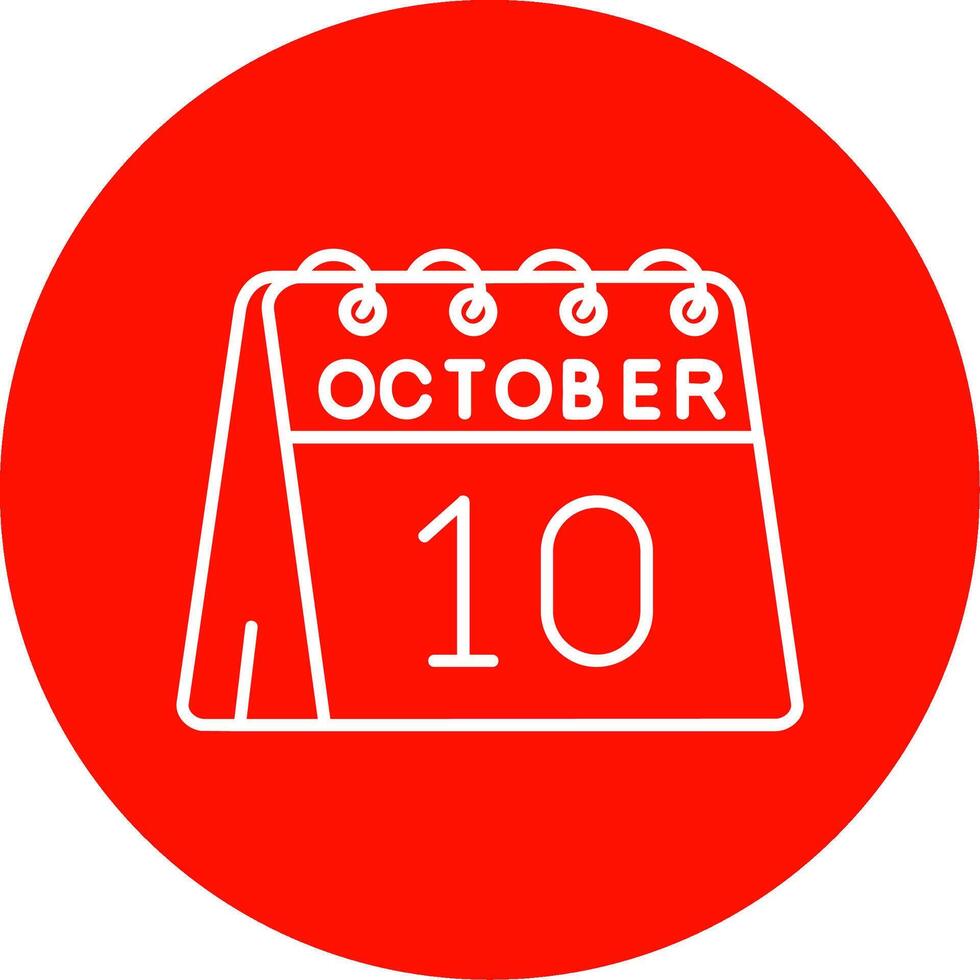 10 ° di ottobre lineare cerchio multicolore design icona vettore