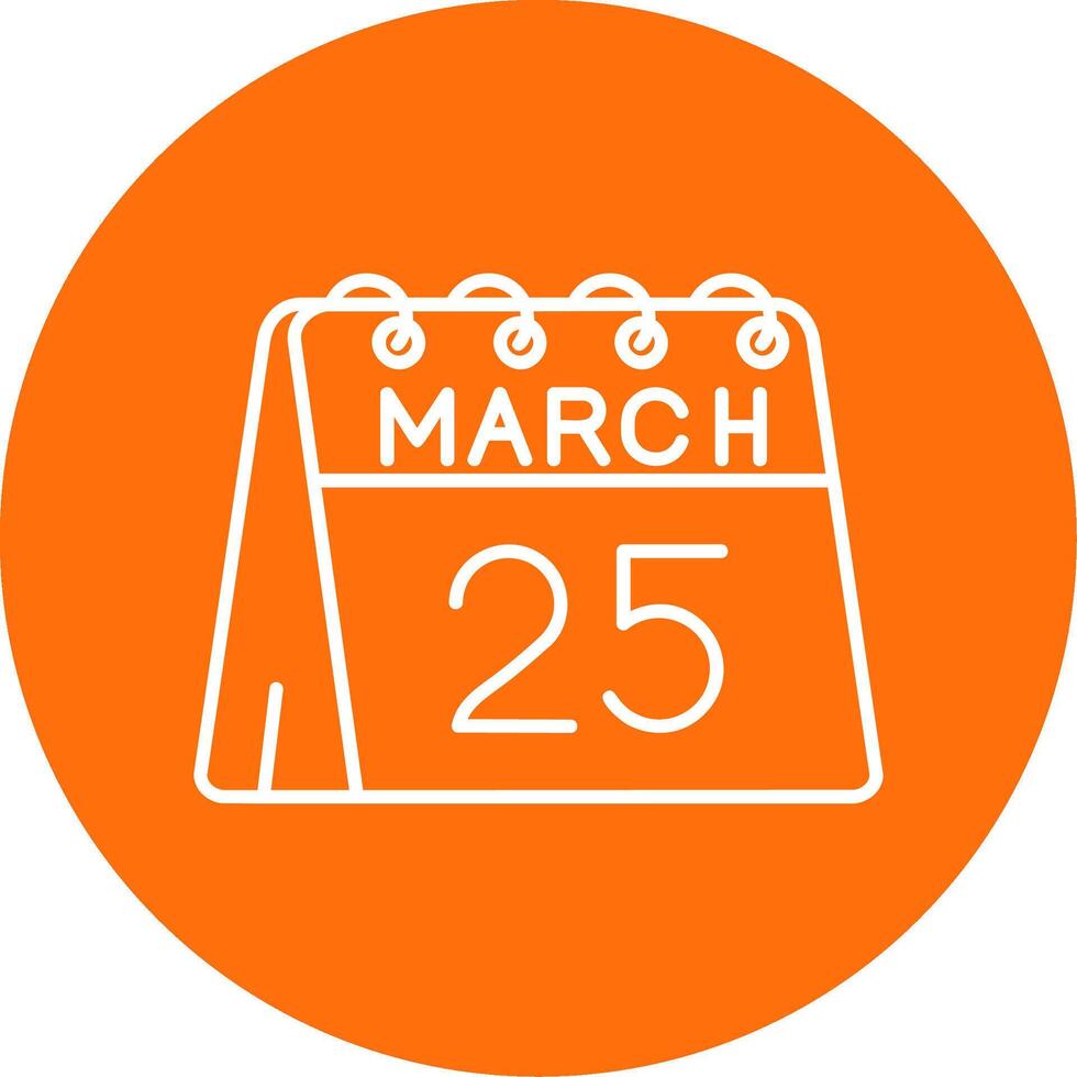 25 di marzo lineare cerchio multicolore design icona vettore