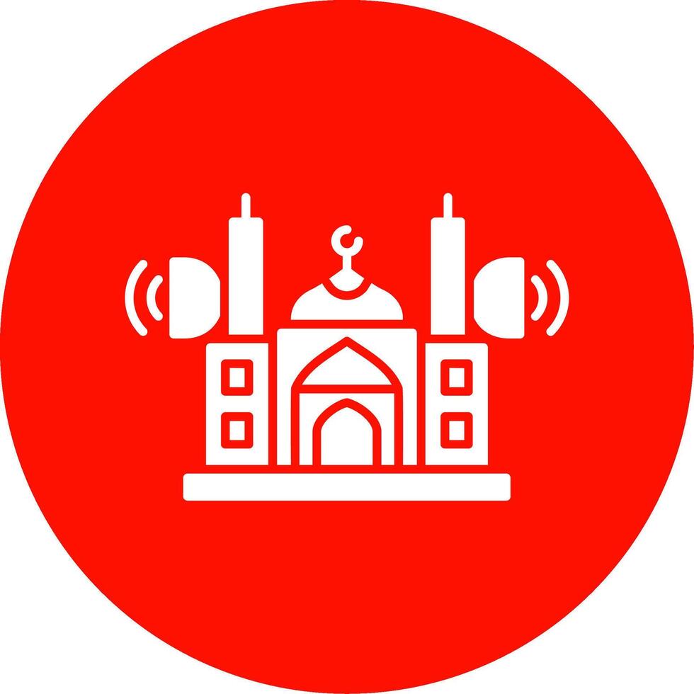 moschea altoparlante glifo cerchio icona vettore