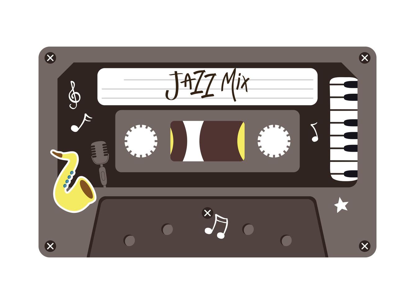 jazz mix retrò disegno vettoriale di cassette