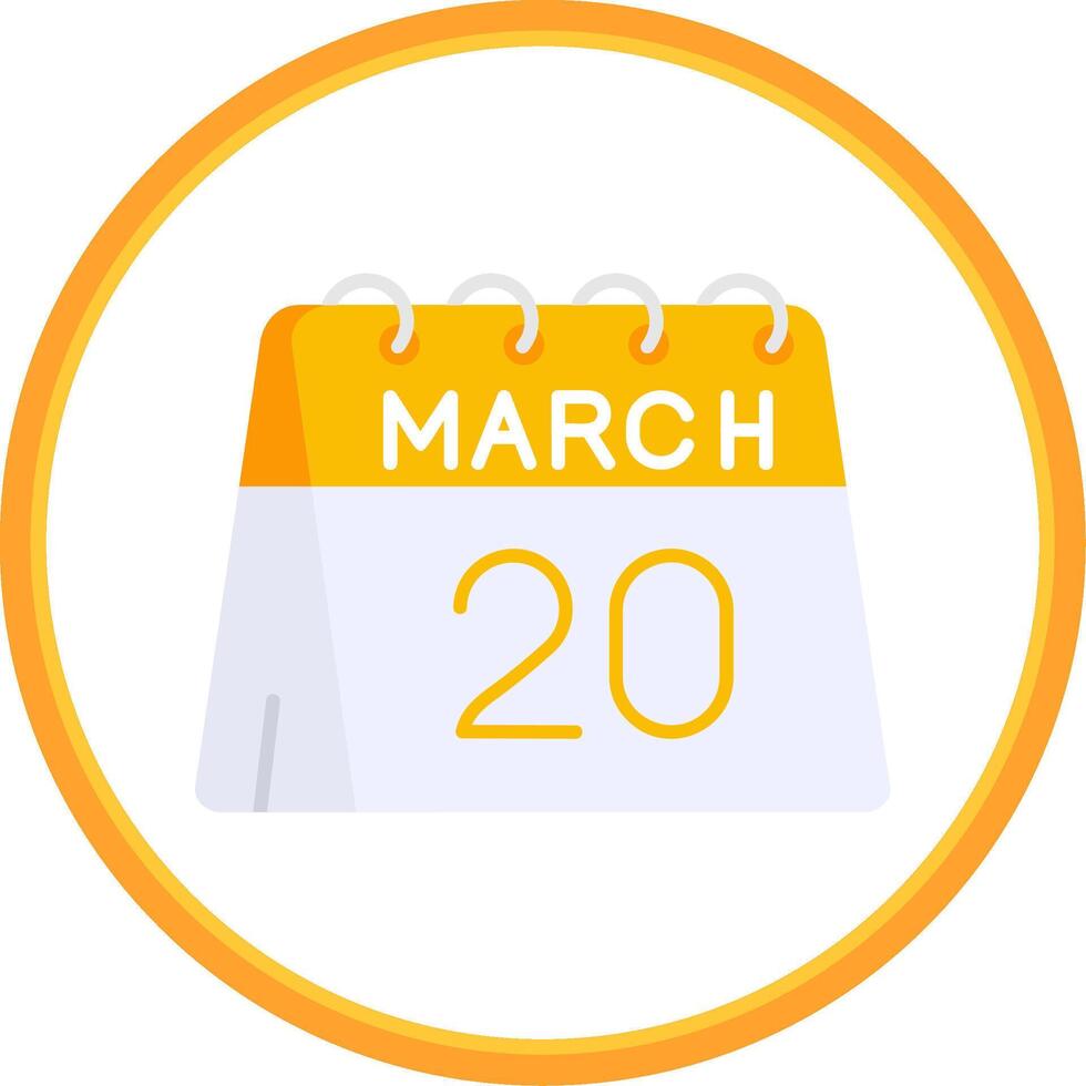 20 di marzo piatto cerchio uni icona vettore