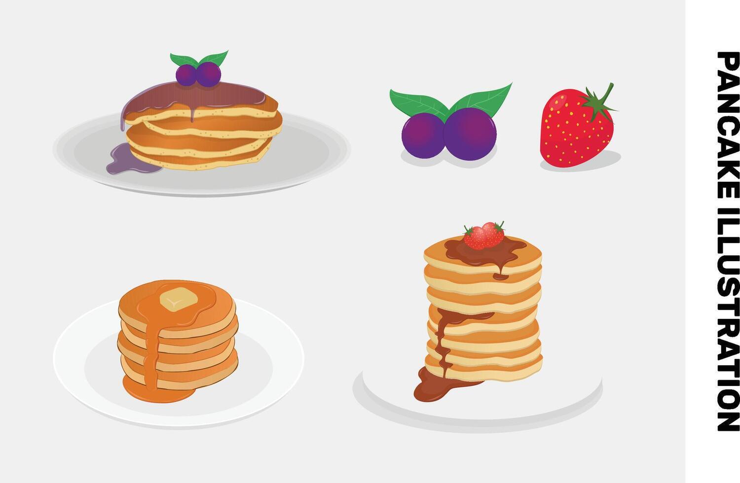 semplice pancake illustrazione vettore impostato