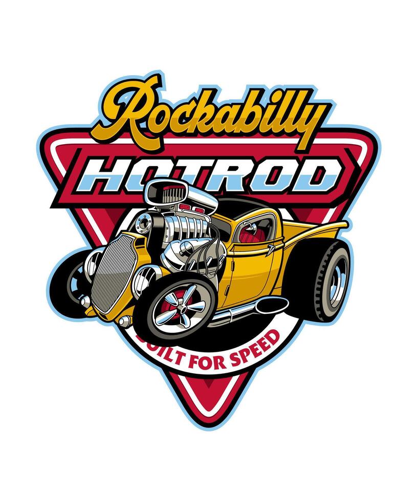 rockabilly hotrod Vintage ▾ cartone animato illustrazione vettore