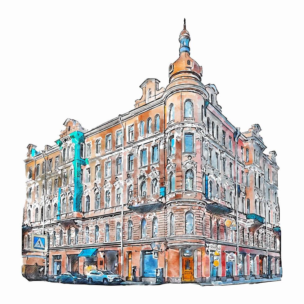 santo petersburg Russia acquerello mano disegnato illustrazione isolato su bianca sfondo vettore