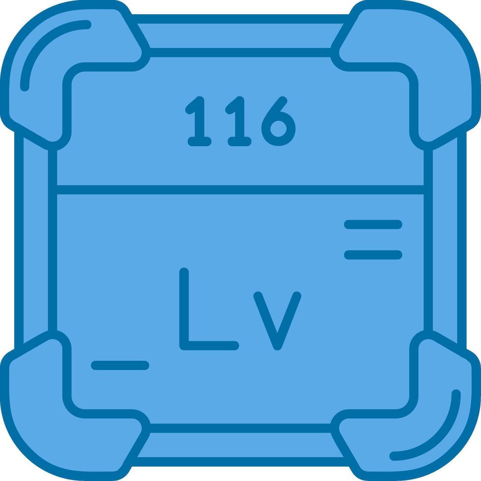 livermorium blu linea pieno icona vettore