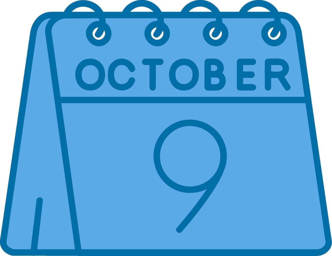 9 ° di ottobre blu linea pieno icona vettore